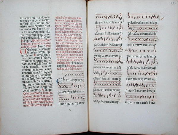 Doble página con un canto llano tomado de un incunable, del Missale Romanum, c.1482 de German School