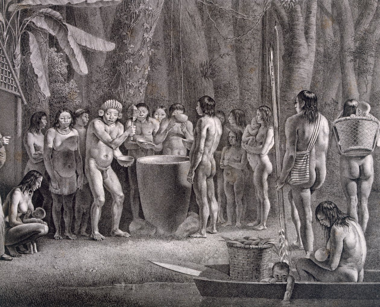 Festival de bebida de la tribu Coroados, c.1835-50 de German School