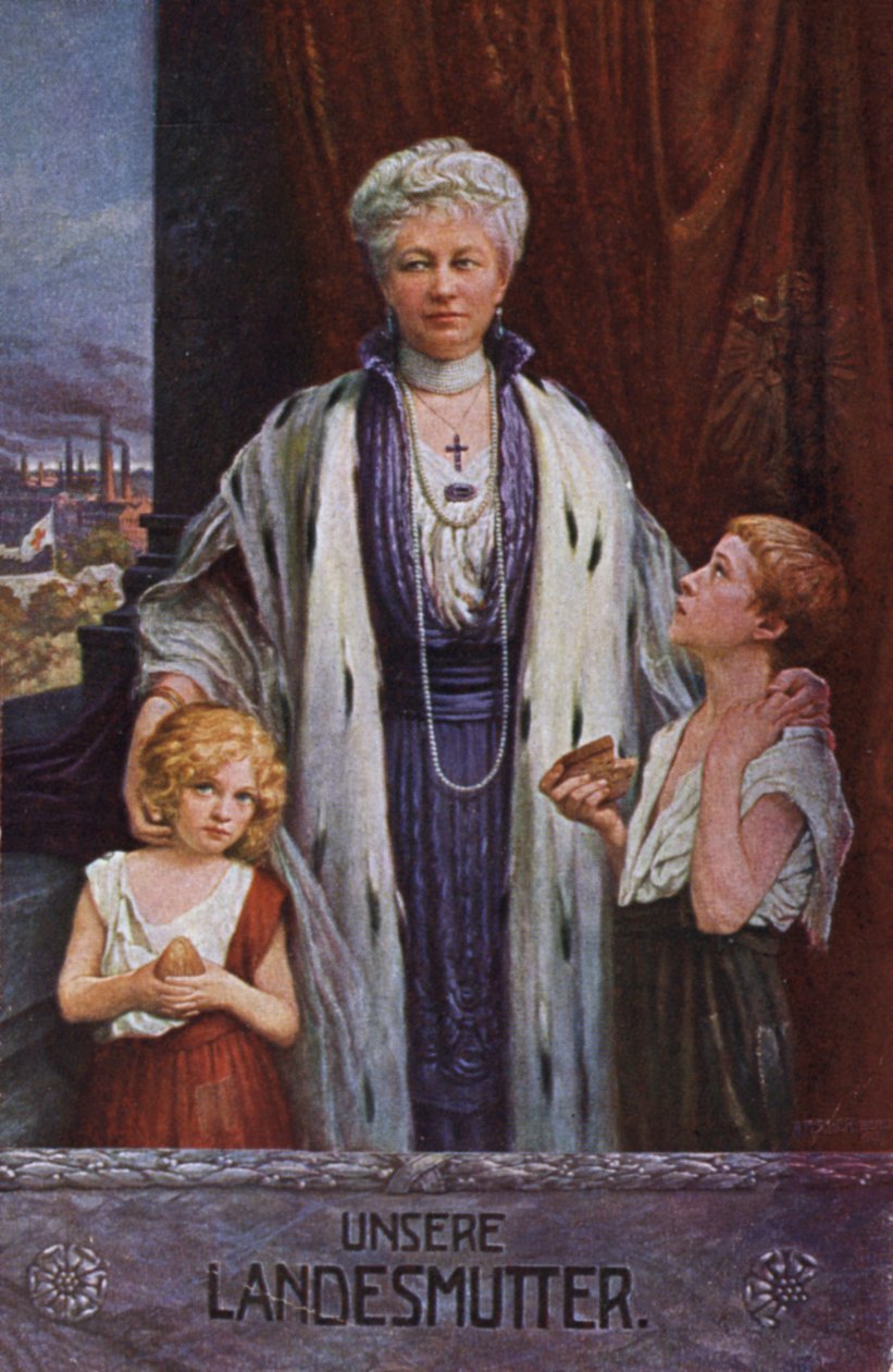 Emperatriz Augusta Victoria de Alemania, madre de la nación (litografía en color) de German School