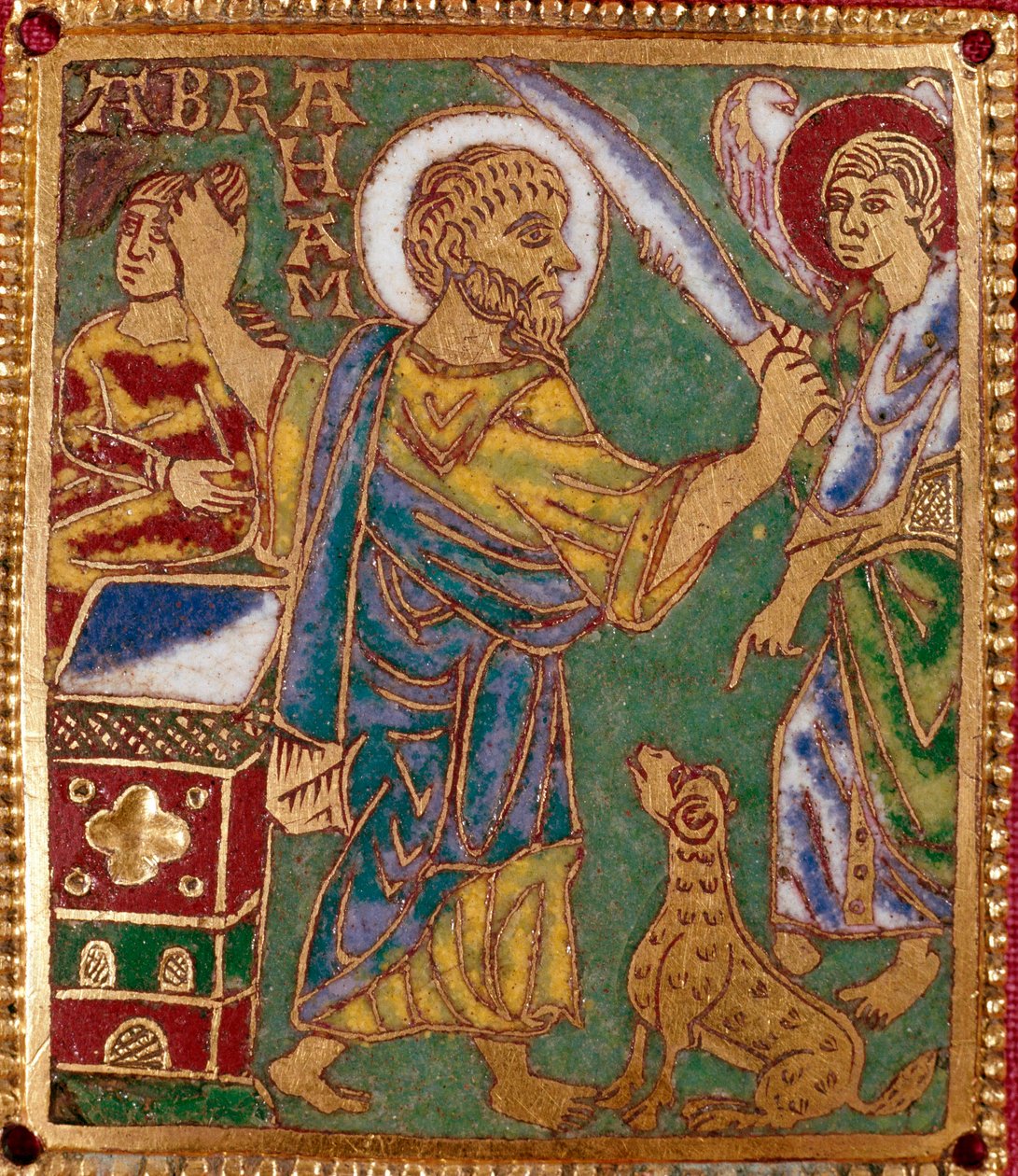 Placa de esmalte representando al profeta Abraham y el sacrificio de Isaac. Escuela renana. Siglo XII de German School