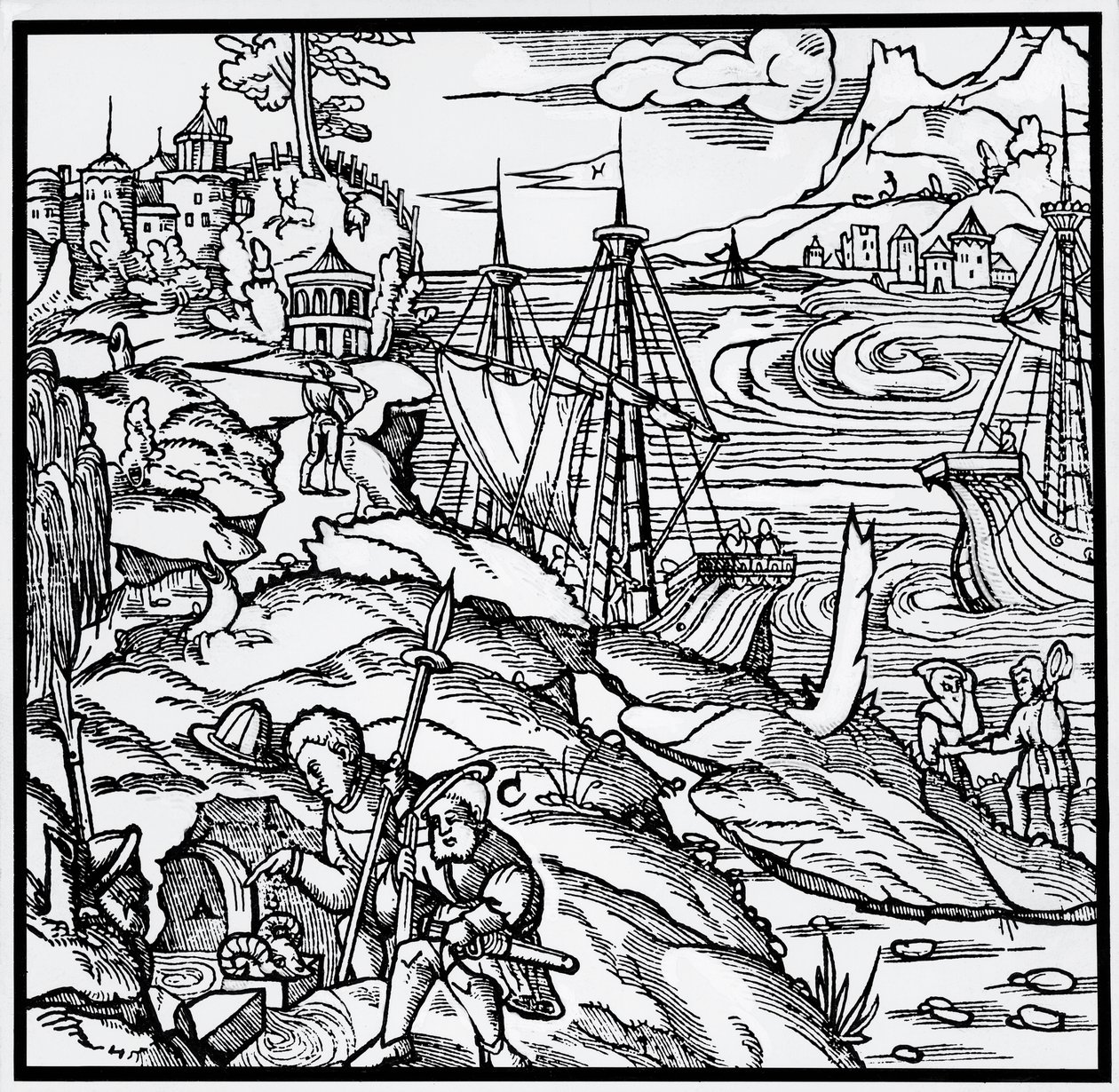 Grabado de De re metallica (Sobre la naturaleza de los metales), por Georg Pawer o Georgius Agricola (1494-1555) de German School
