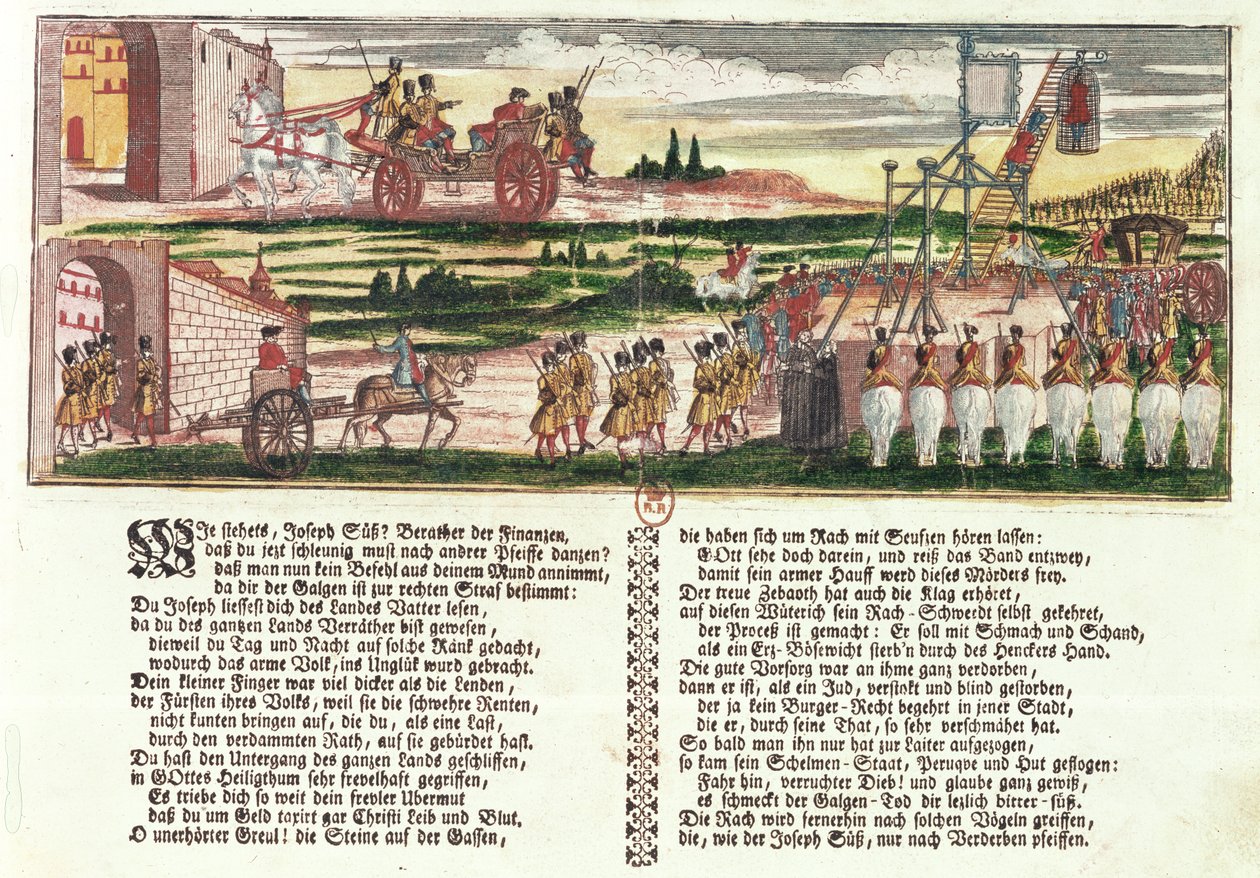 Ejecución de Joseph Süss Oppenheimer en 1738 de German School