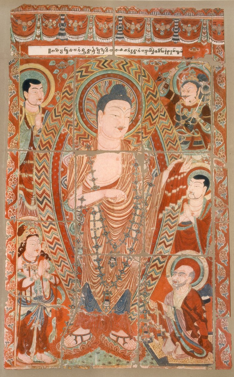 Facsímil de pinturas de templos en cuevas ahora en el Museo Koeniglichen, Berlín, finales del siglo XIX-principios del siglo XX de German School