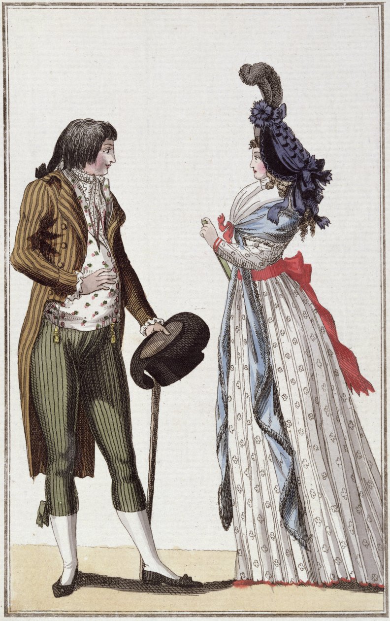 Pareja de moda del período del Directorio (1795-99) de German School