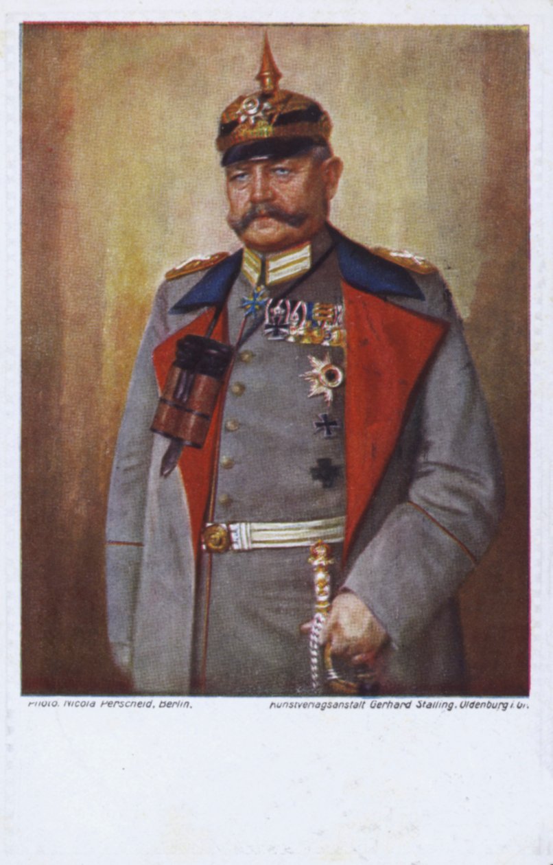 Mariscal de campo Paul von Hindenburg, comandante del ejército alemán en la Primera Guerra Mundial (litografía en color) de German School