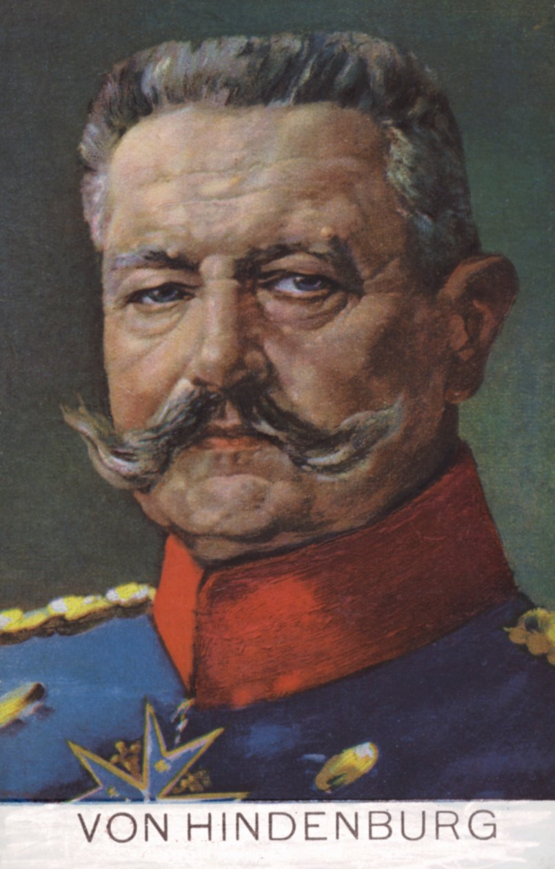 Mariscal de campo Paul von Hindenburg, comandante del ejército alemán en la Primera Guerra Mundial (litografía en color) de German School