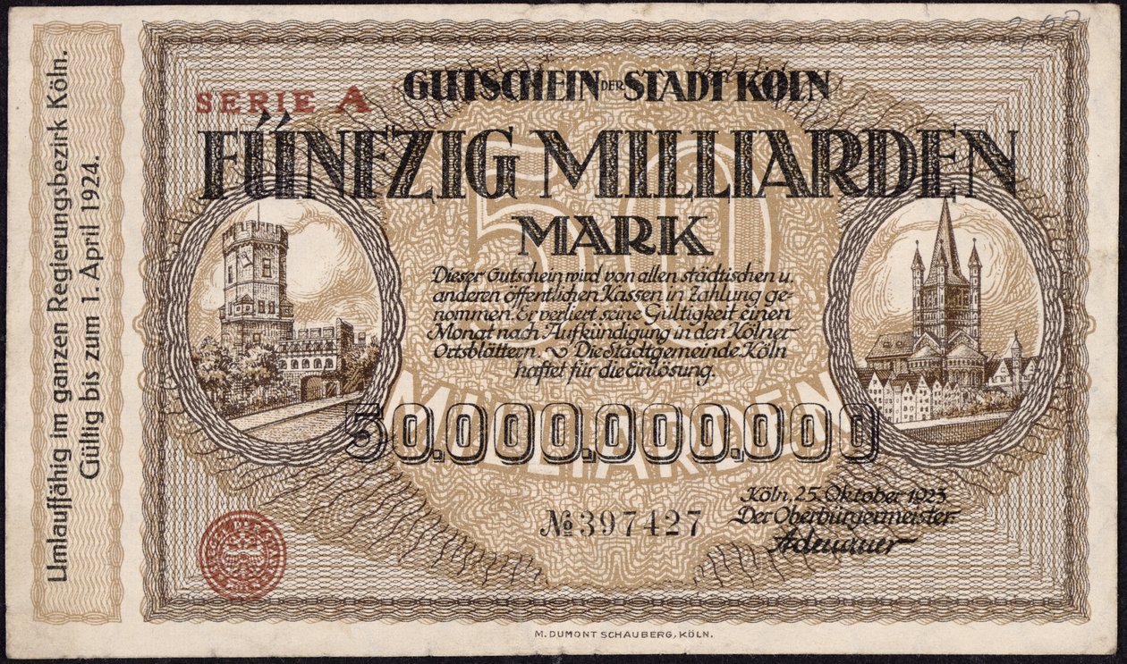 Billete de cincuenta mil millones de marcos, 1923 de German School