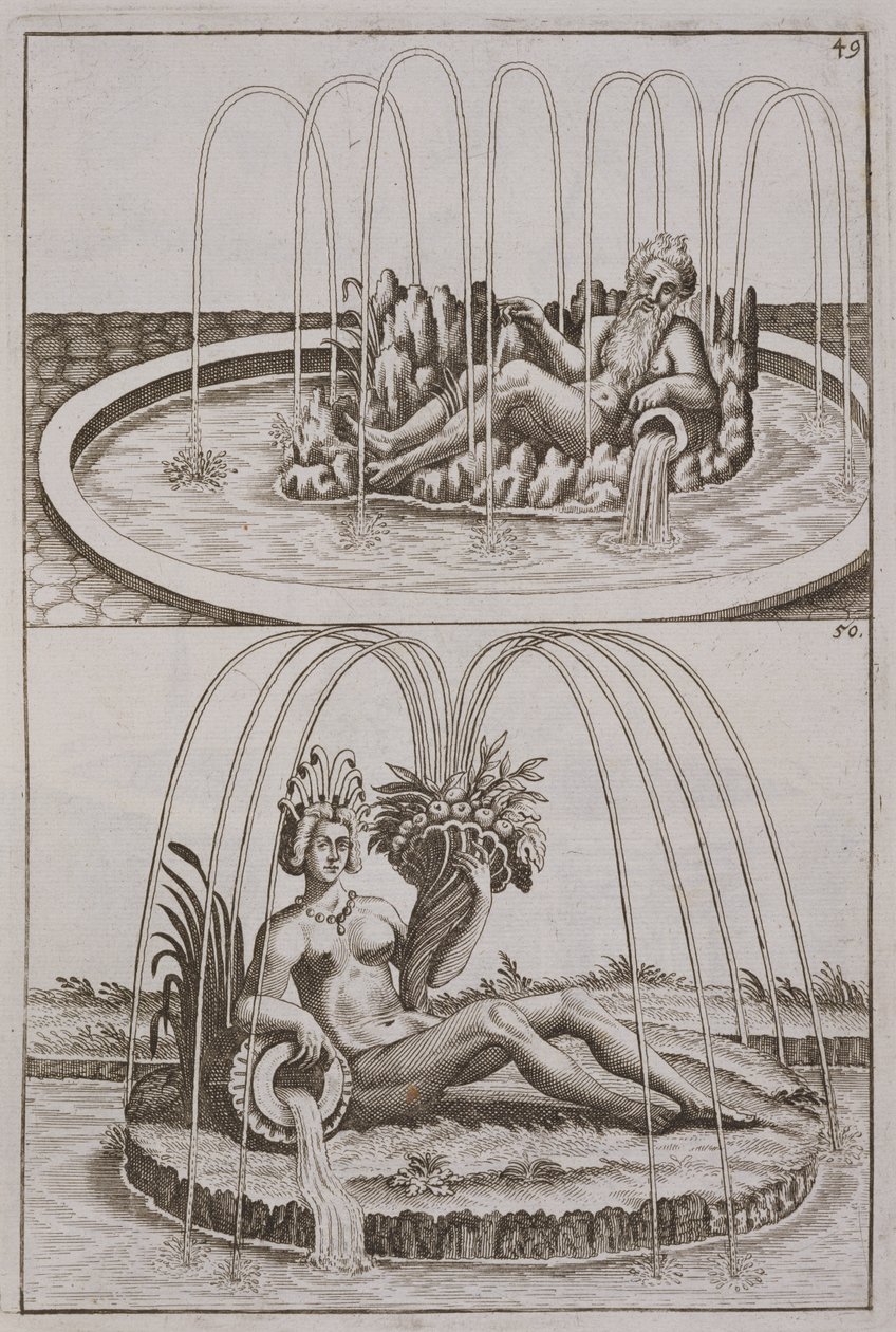 Fuentes, de Architectura Curiosa Nova por Georg Andreas Bockler (1617-85), publicado en 1704 de German School