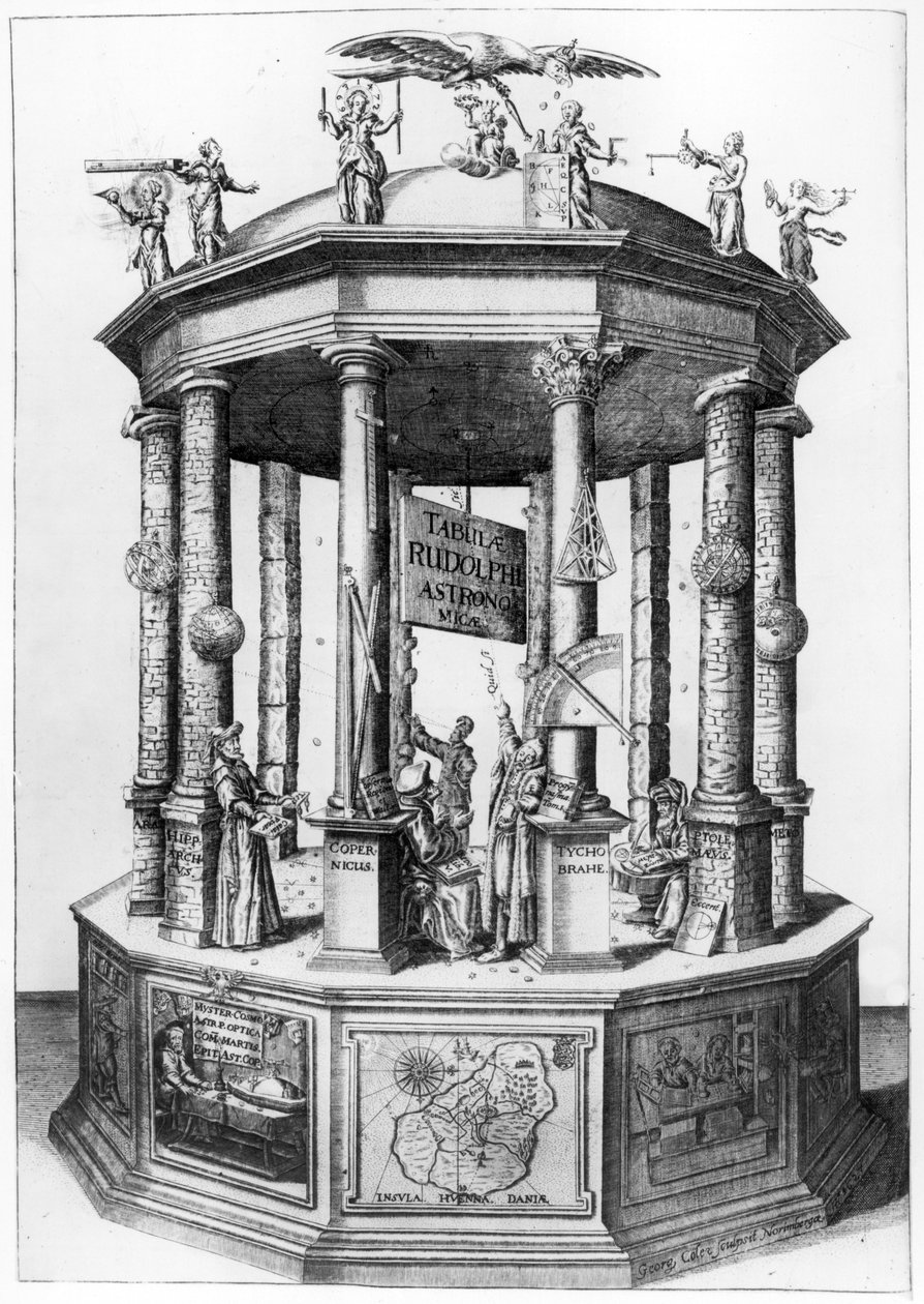 Frontispicio de Las Tablas Rudolphinas compiladas por Johannes Kepler, publicadas en 1627 de German School
