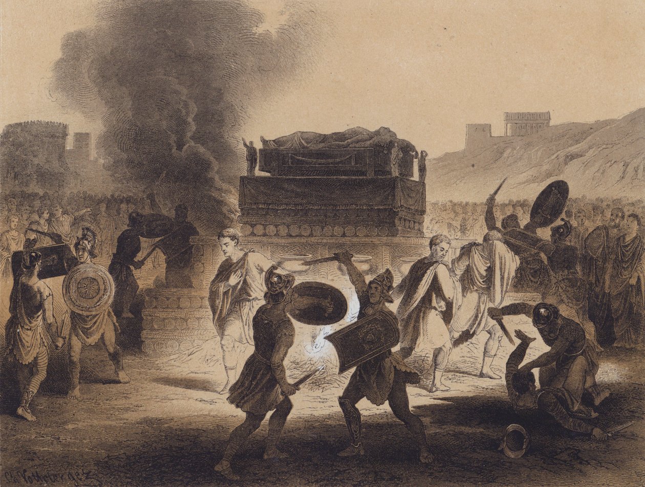 Funeral en la época clásica (litografía en color) de German School