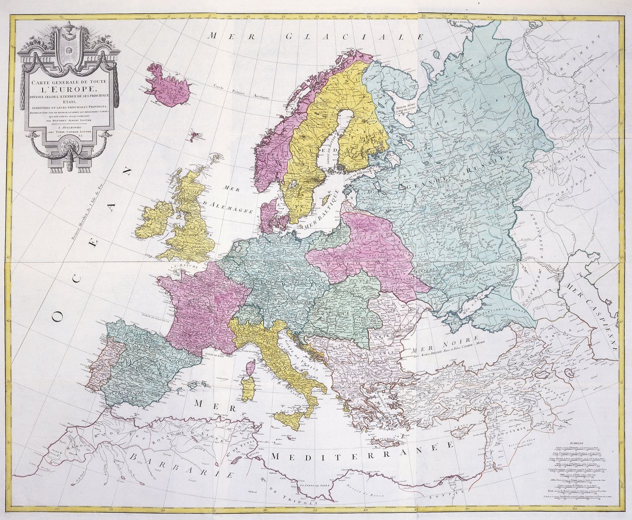 Mapa General de toda Europa, dividido en sus principales países, 1782 de German School