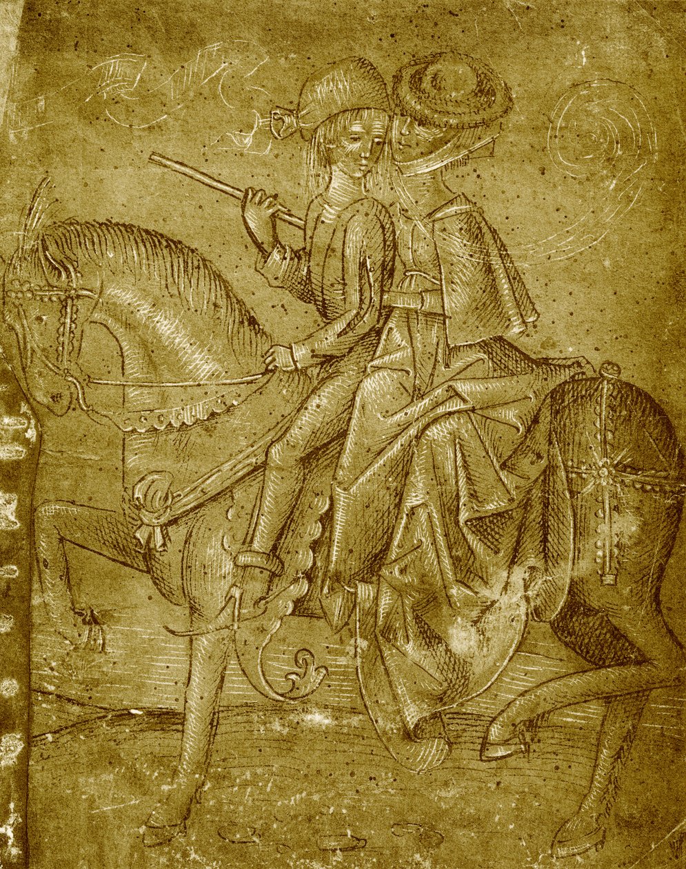 Caballero y dama noble de German School