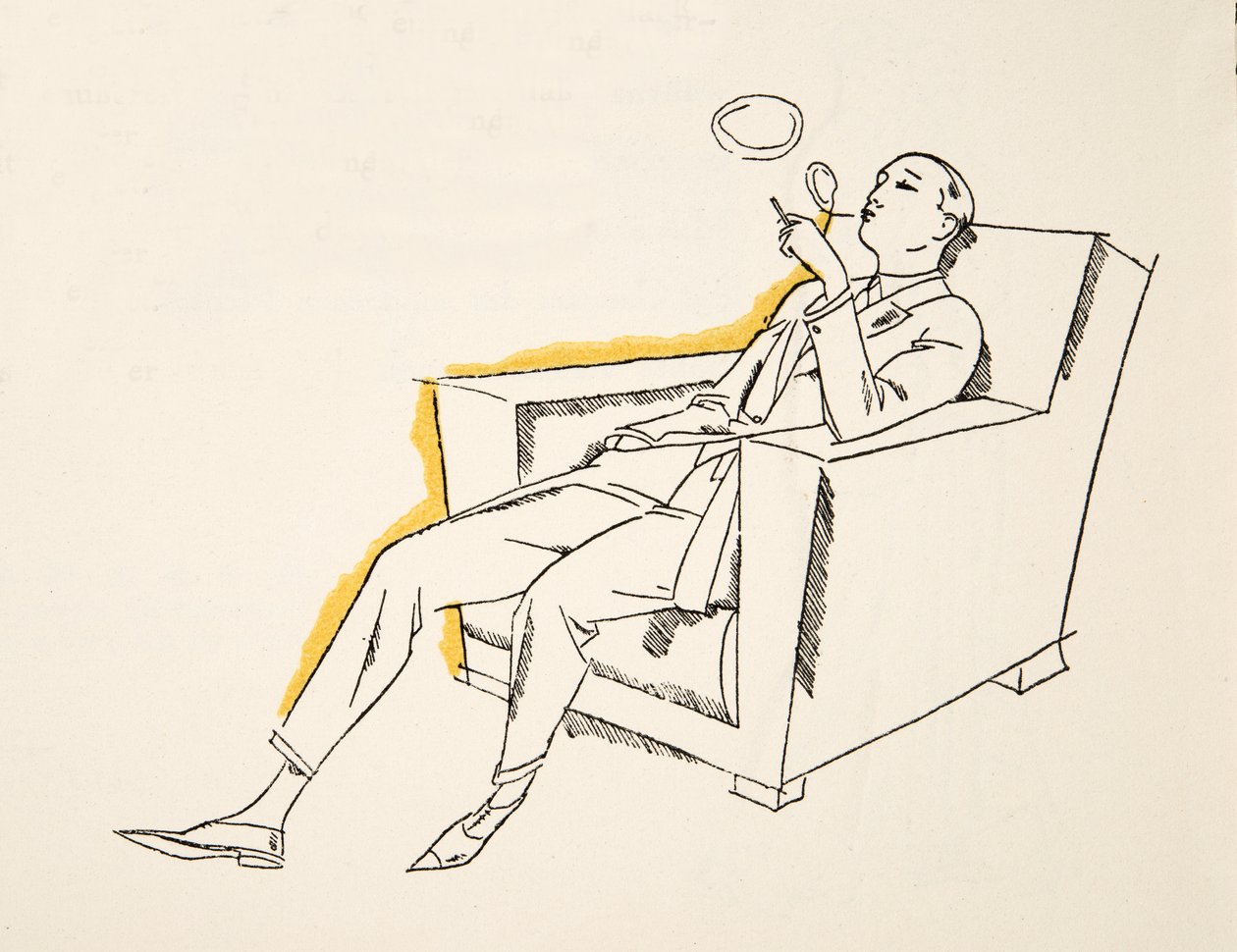 Gentleman blowing Smoke RIngs, de Styl, pub.1922 (pochoir print) de German School