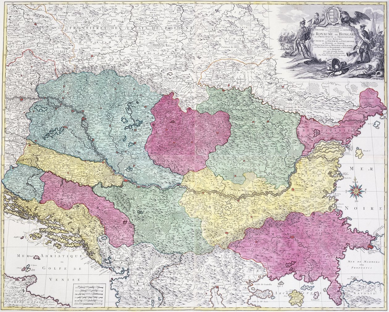 Mapa geográfico del teatro de guerra, mostrando principalmente el Reino de Hungría, 1771 de German School