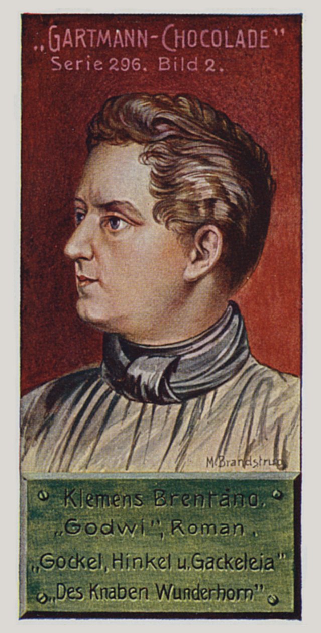 Románticos alemanes: Klemens Brentano (litografía en color) de German School