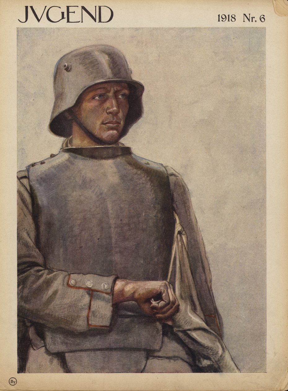 Soldado alemán, Primera Guerra Mundial (litografía en color) de German School