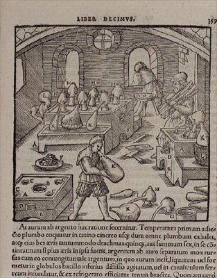 Soplado de Vidrio, de un Libro de Oficios de German School