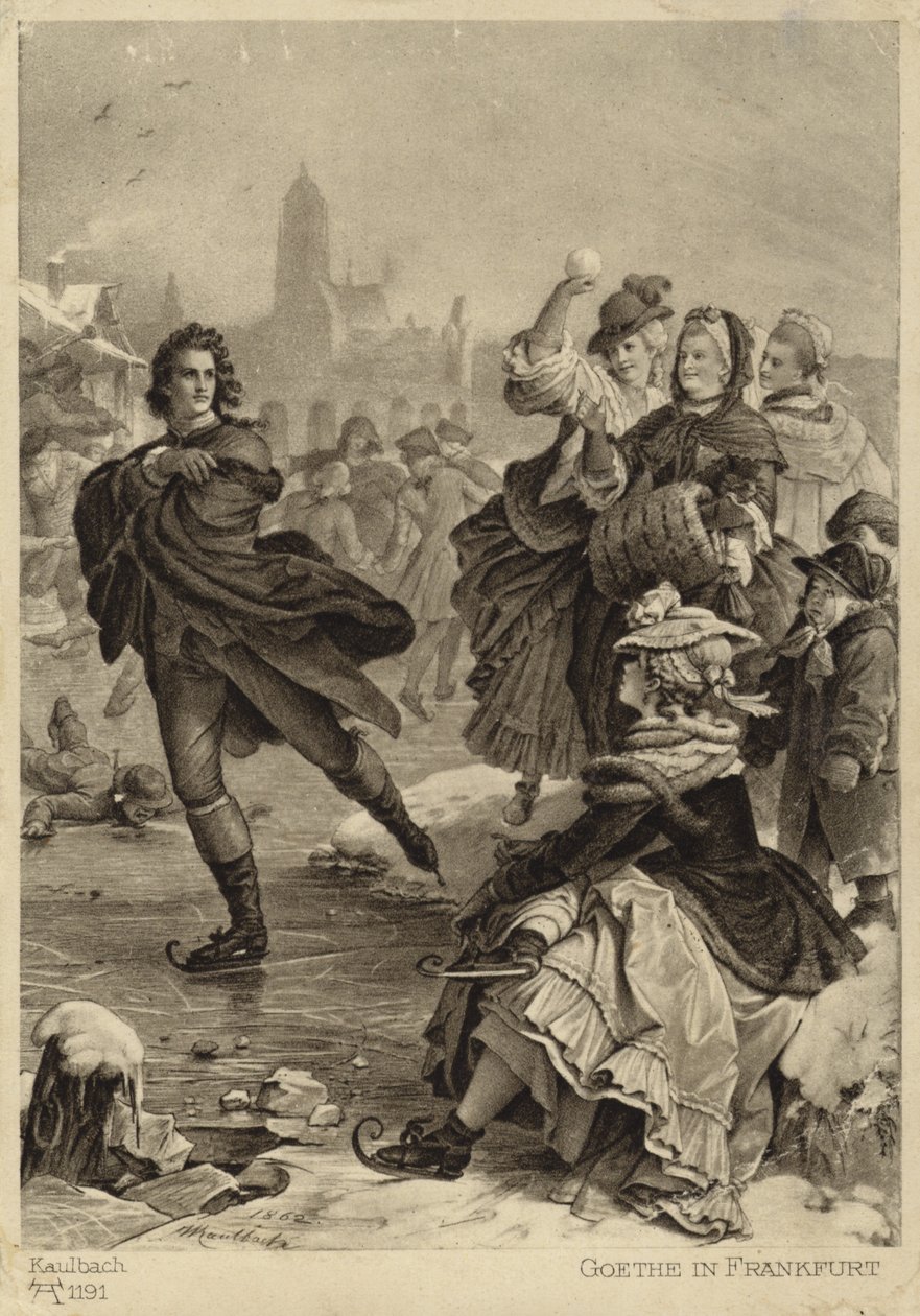 Goethe en Fráncfort (litografía) de German School