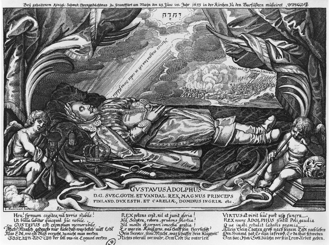 Gustavo Adolfo II (1594-1632) Rey de Suecia, en su lecho de muerte, 1633 de German School