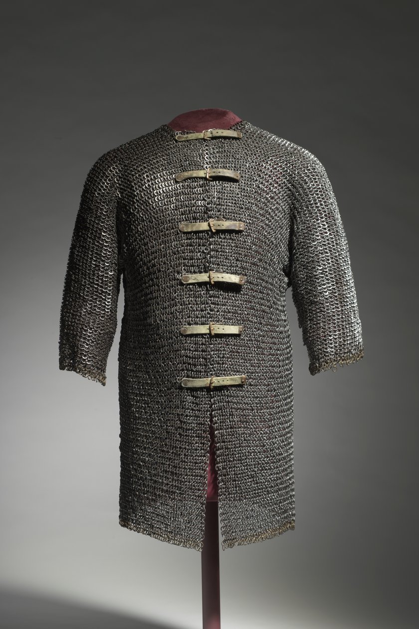 Cota de malla, c.1400-1450 (anillos de acero y latón, remachados con hebillas y correas modernas) de German School