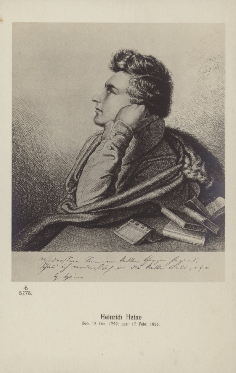 Heinrich Heine (1797-1856), poeta alemán (litografía) de German School
