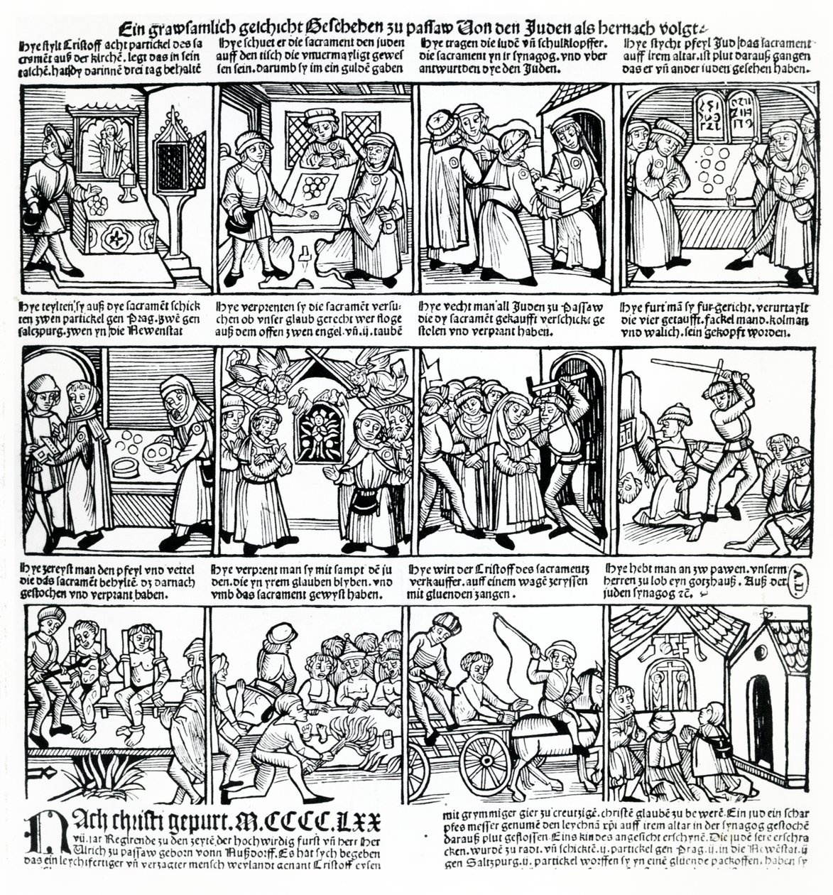 Profanación de la hostia por los judíos de Passau en 1477 de German School