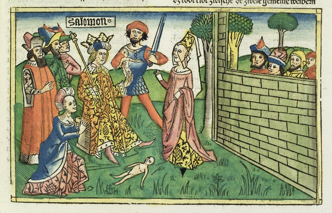 1 Reyes 3:16-28 Juicio de Salomón, de la Biblia de Núremberg (Biblia Sacra Germanaica) de German School