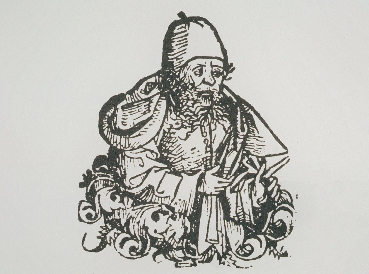 Retrato ideal de Guido Bonatti, copia de una ilustración de Liber Chronicarum por Hartmann Schedel, 1493, usado en A History of Magic a finales del siglo XIX de German School