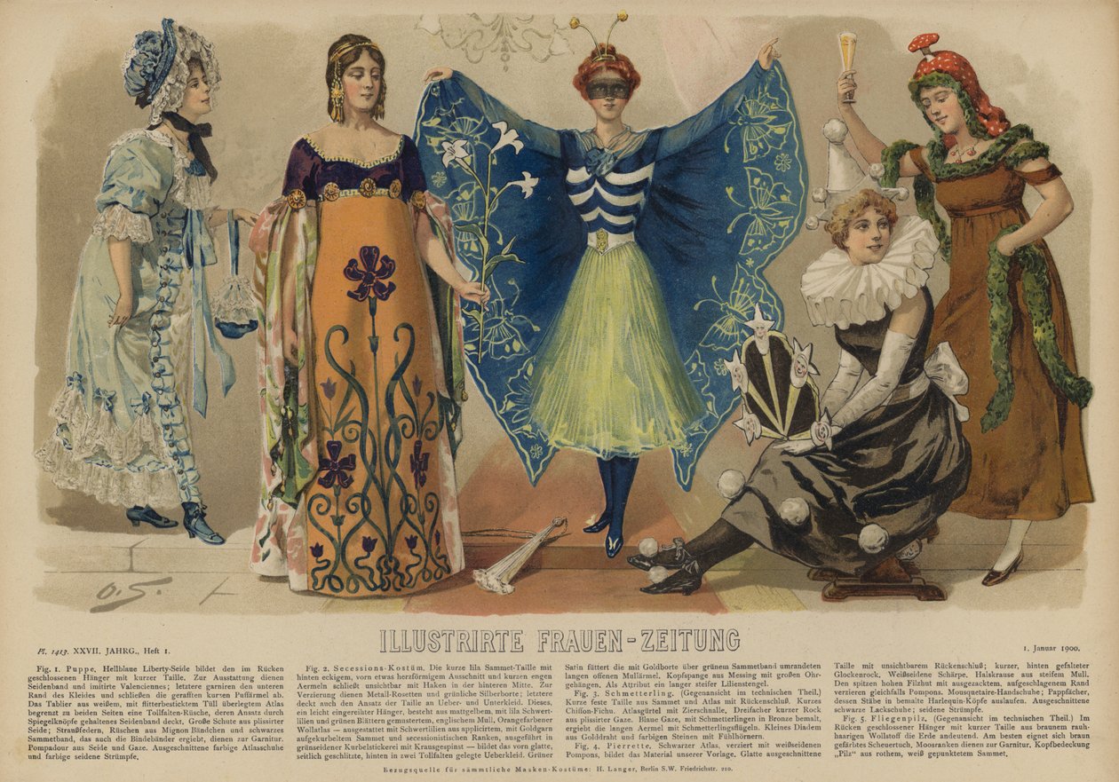 Ilustración para Illustrirte Frauen-Zeitung (litografía en color) de German School