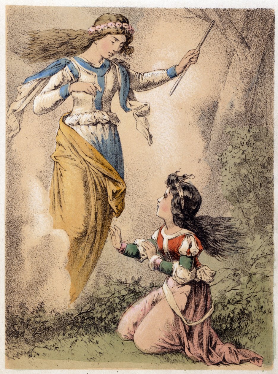 Ilustración de los cuentos de Franz Hoffmann “Cuentos y Fábulas - Los 3 Regalos”: el deseo cumplido por un hada. de German School