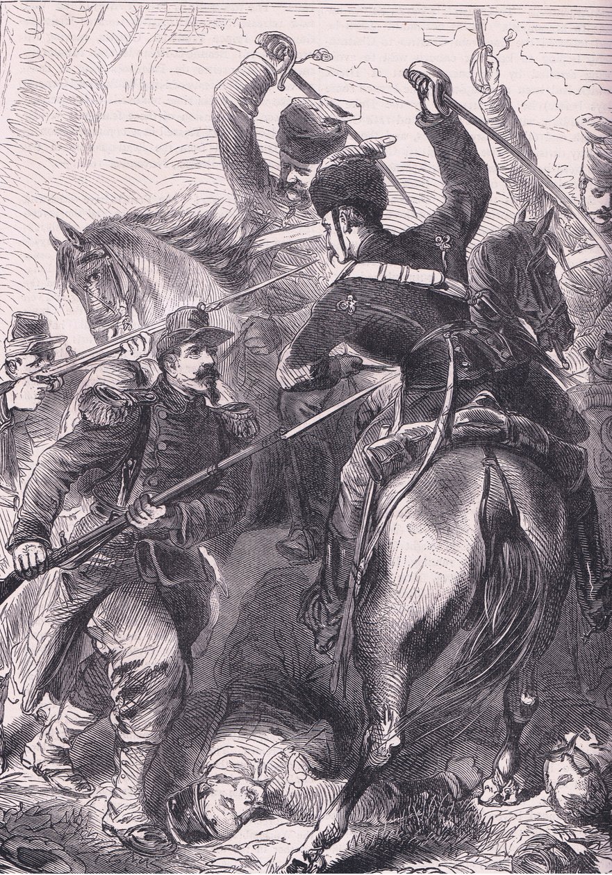 En la batalla de Dreux, Cassells History of the War between France and Germany publicado por Cassell and Company Limited, c.1890 de German School