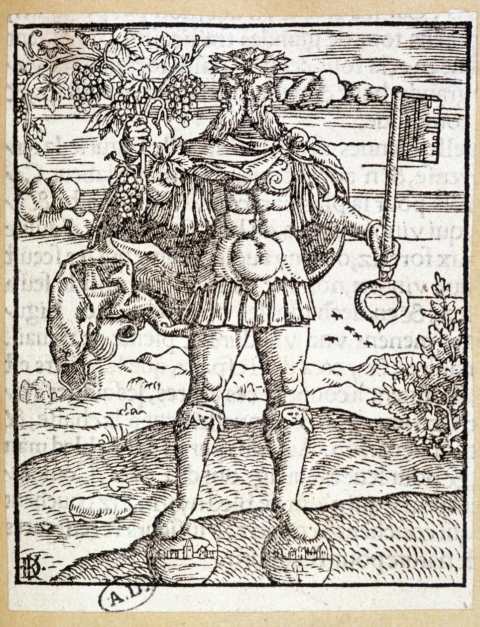 Jano (con una llave en una mano y una rama de vid en la otra) - Alemania de German School