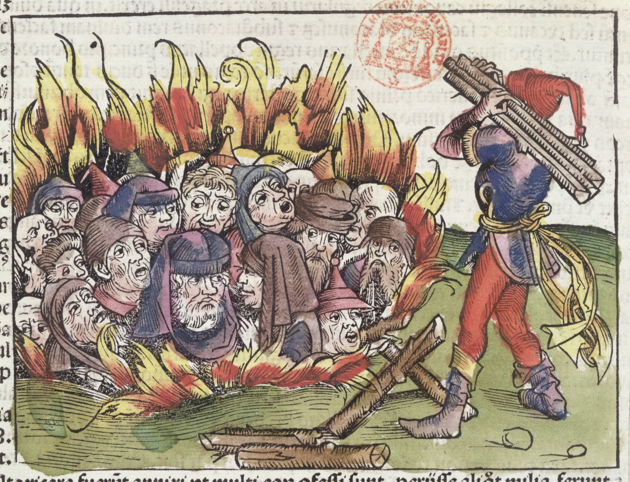 Judíos quemados en la hoguera, de la Crónica de Núremberg por Hartmann Schedel (1440-1514), 1493 de German School