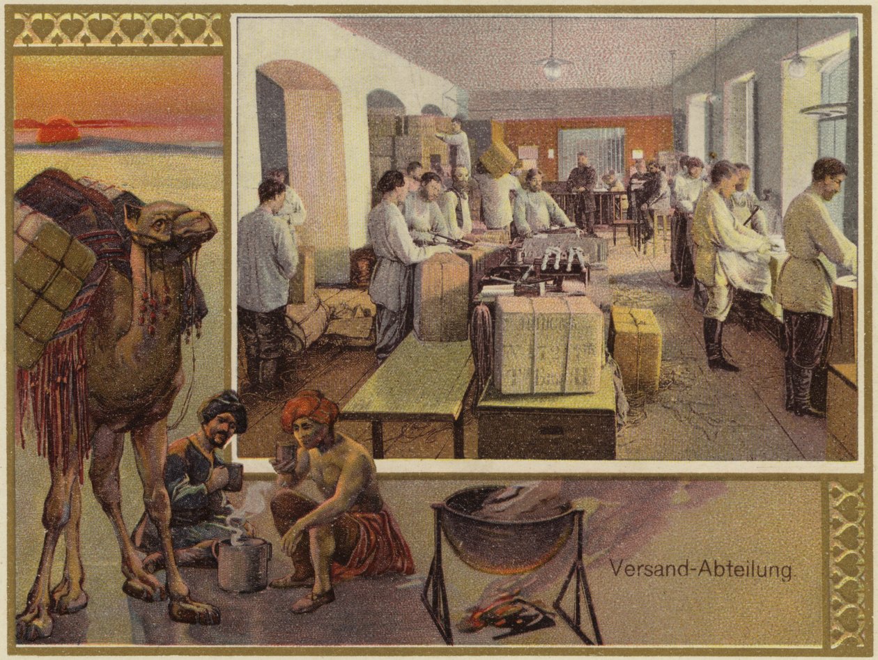 Publicidad de los hermanos K y S Popov (litografía en color) de German School
