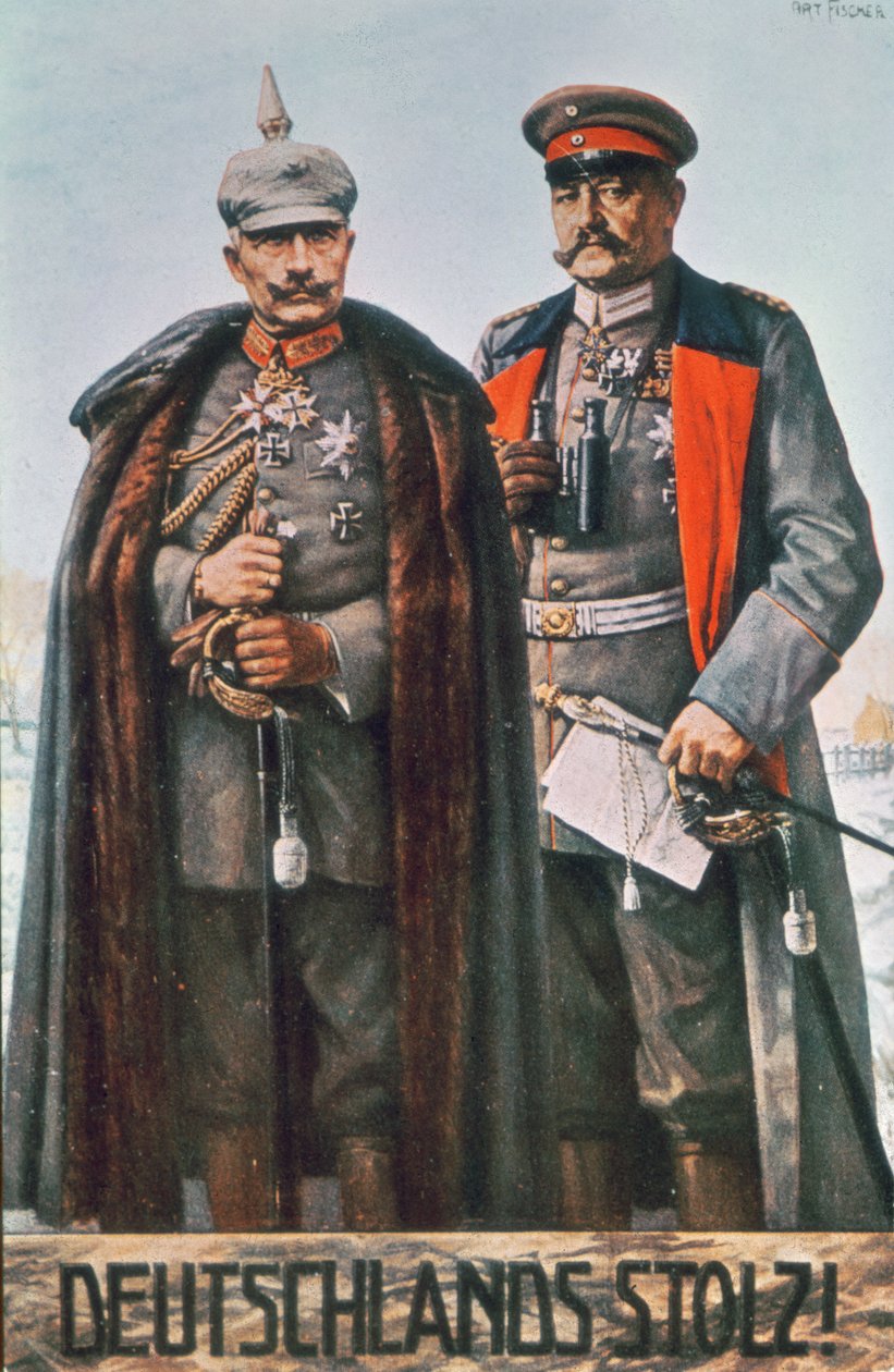 Kaiser Wilhelm II y el mariscal de campo Hindenburg de German School