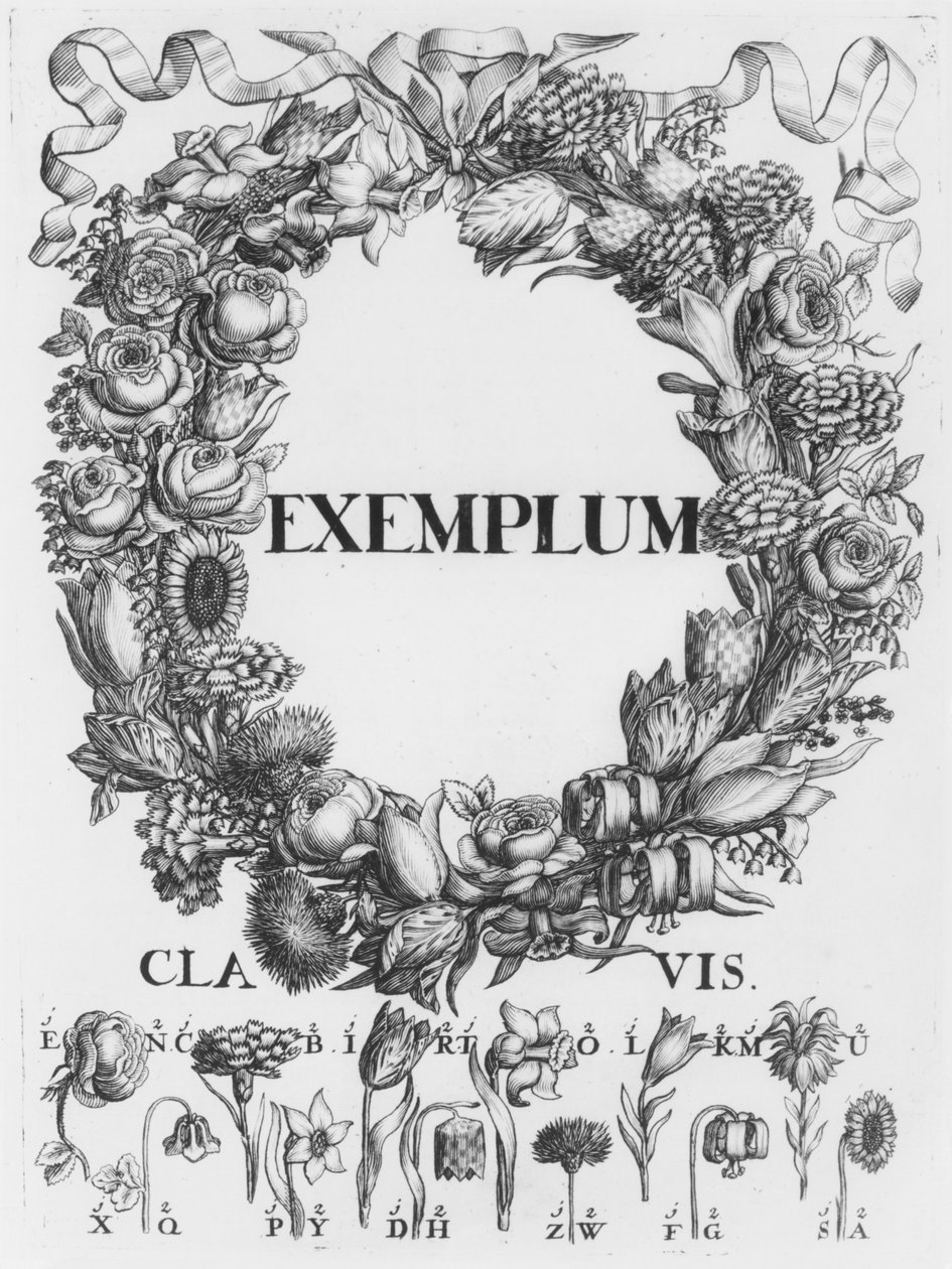 Lenguaje de las flores, ilustración de Cryptographia, oder geheime Schrifften de Johann Balthasar Friderici, publicado en Hamburgo, 1685 de German School