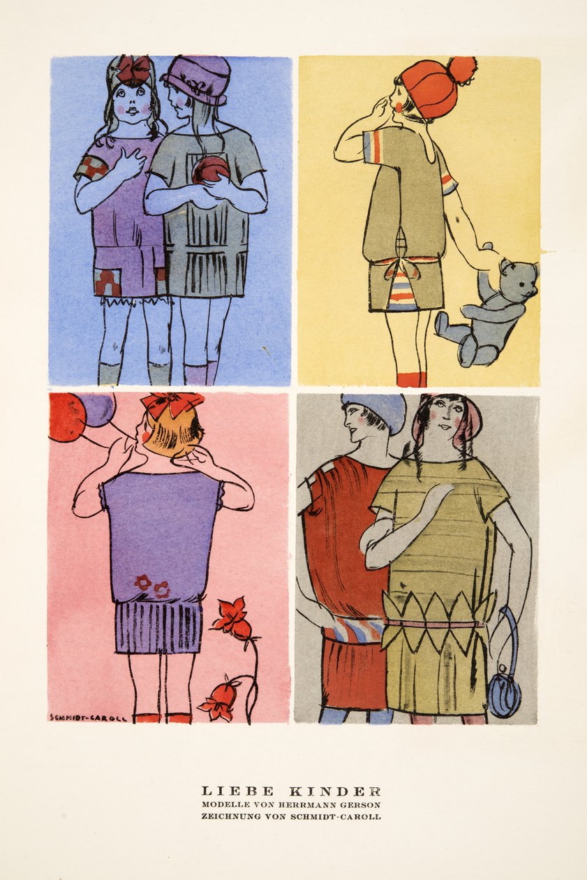 "Lieber Kinder", anuncio de ropa infantil de Hermann Gerson, de Styl, pub.1922 (impresión en pochoir) de German School