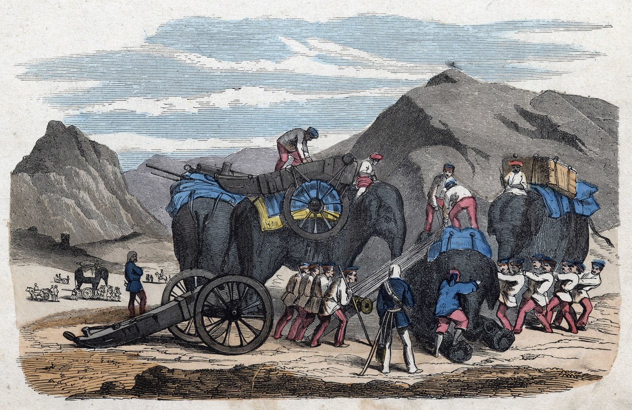 Cargando elefantes para el viaje del Sr. Bock a Dresde. En "Wenn Jemand eine Reise thut, so kann er was erzahlen", cuento alemán de Franz Wiedemann de German School