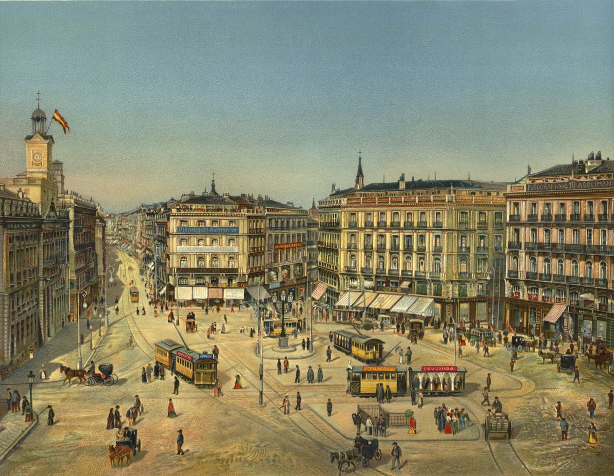 Madrid, Puerta Del Sol (chromolitho) de German School