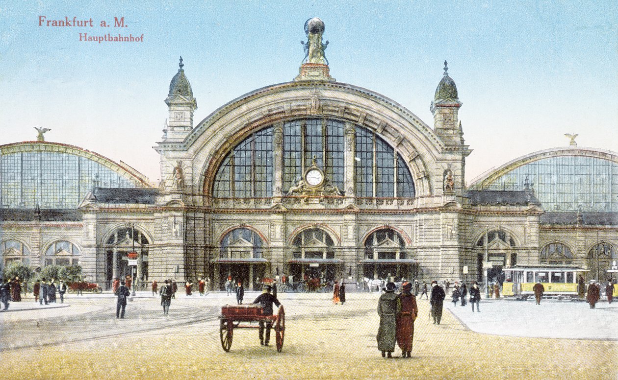 Estación Central de Ferrocarril en Frankfurt am Main, c.1910 de German School