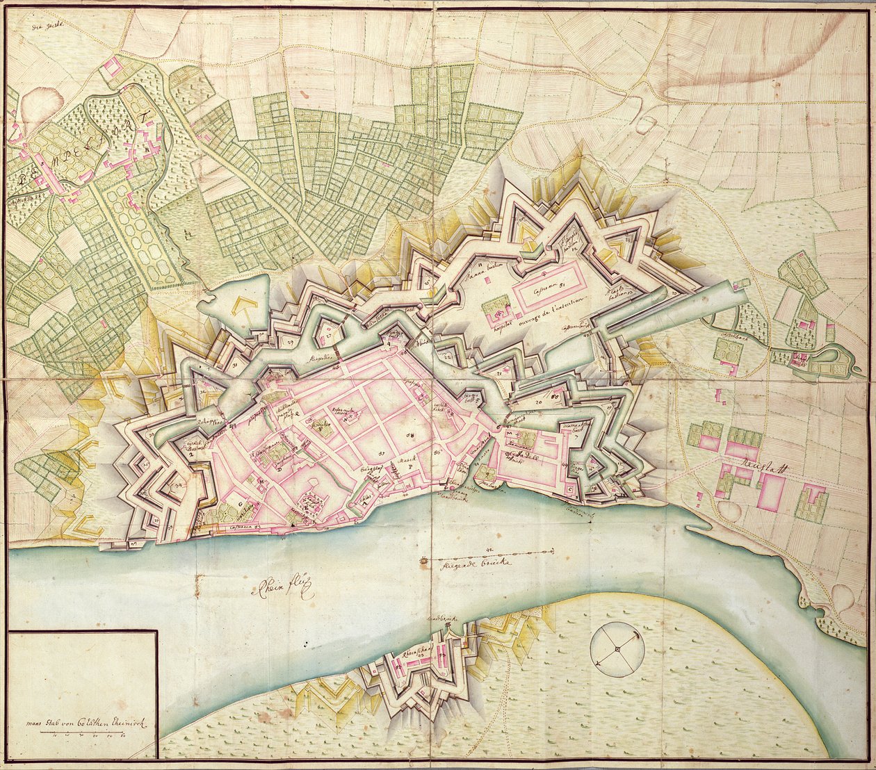 Mapa de Düsseldorf, 1736 de German School