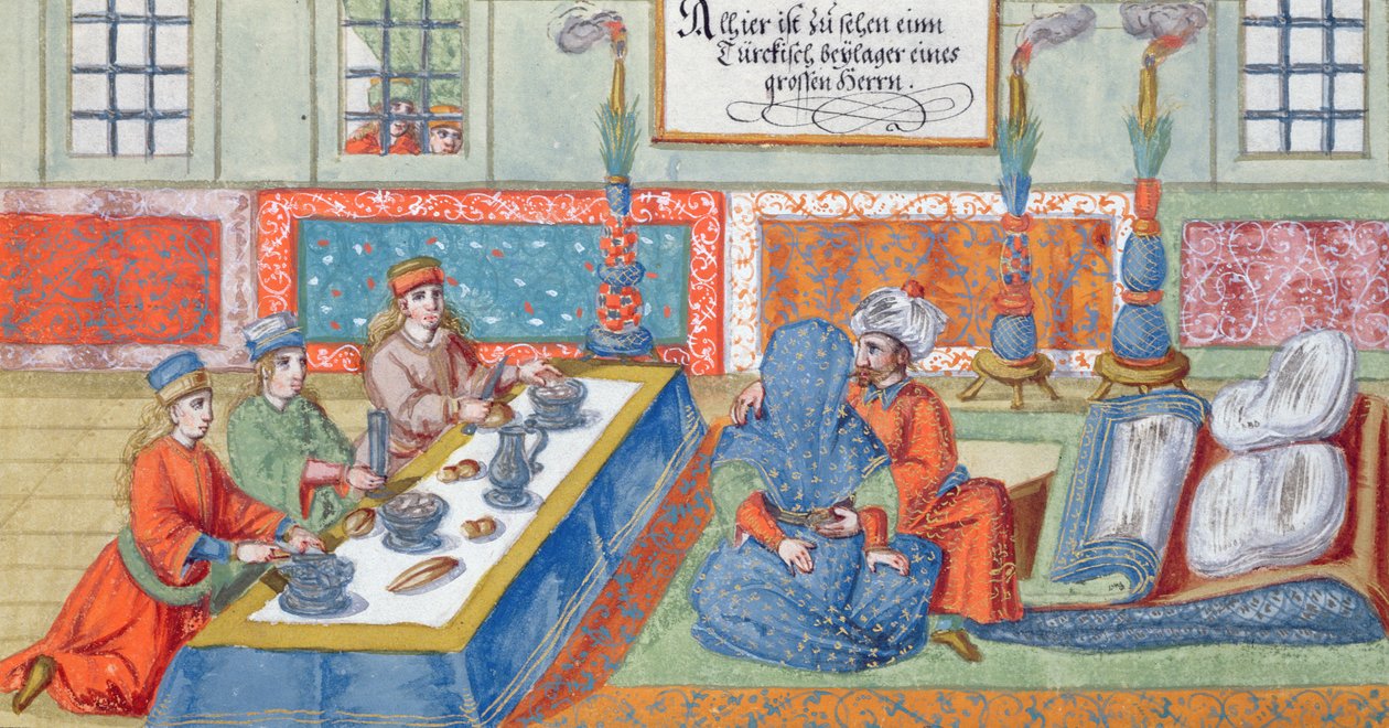 Escena de matrimonio, de un manuscrito sobre el Imperio Otomano, c.1600 de German School