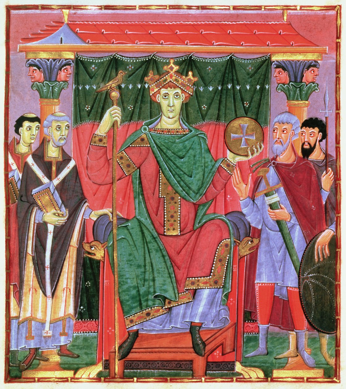 Ms Cim.4453 f.42r Emperador del Sacro Imperio Romano Germánico Otto III entronizado (980-1002), c.998 de German School