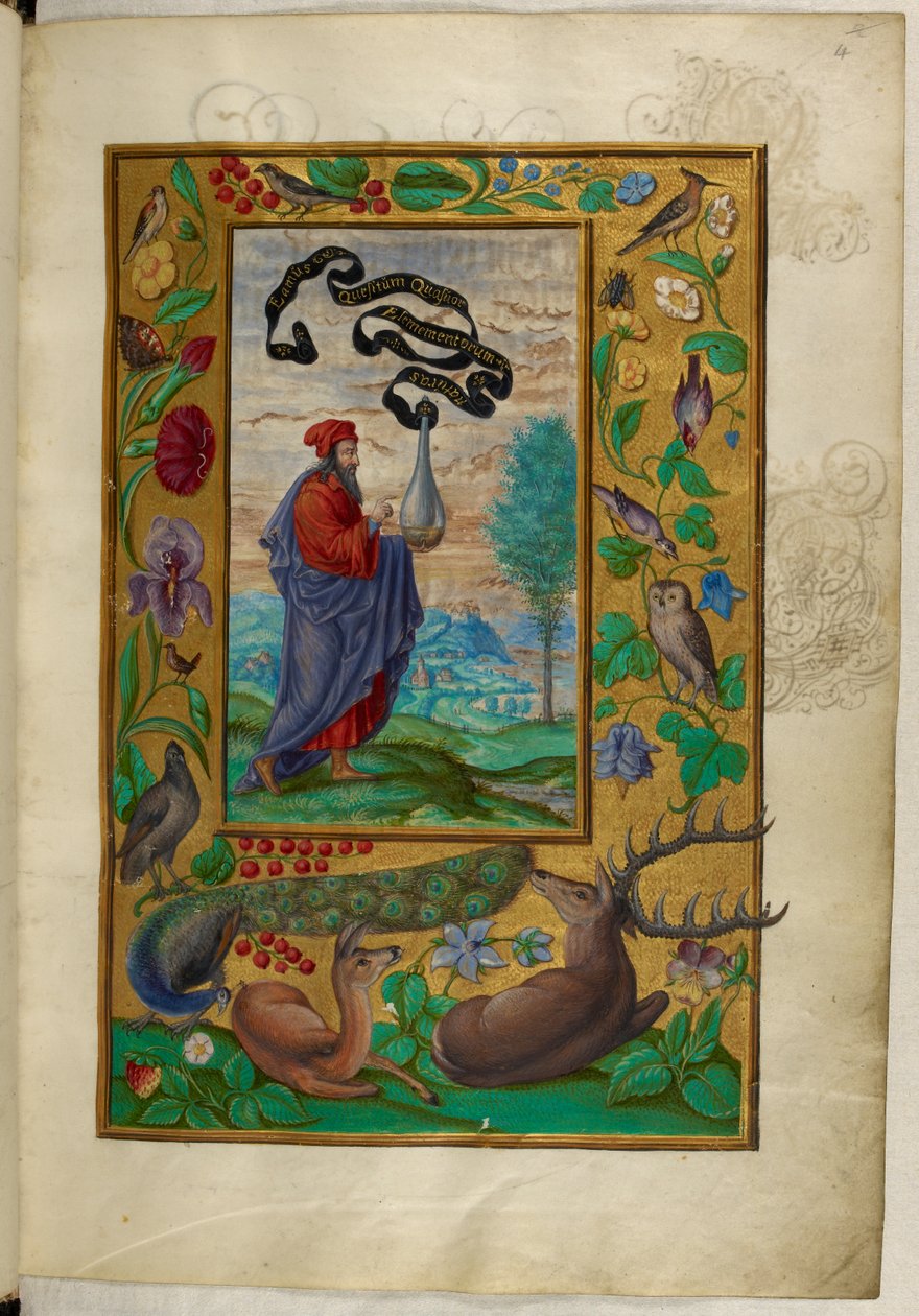 Ms Harley 3469, f.2 Filósofa con matraz, el Primer Tratado, de 