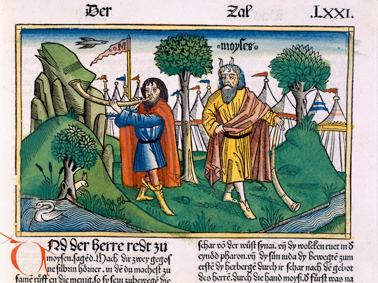 Números 2 Las asignaciones del campamento de los israelitas, de la Biblia de Núremberg (Biblia Sacra Germanaica) de German School