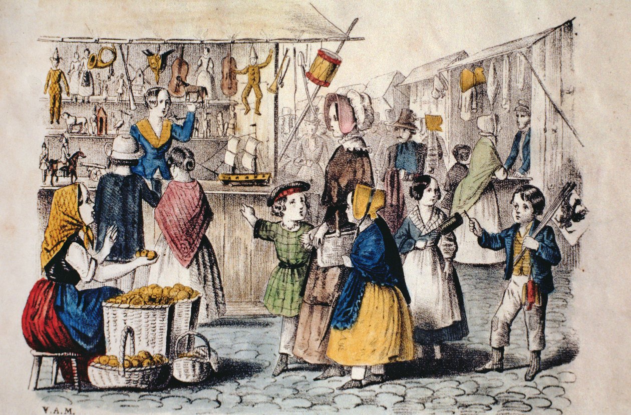 Mercado al aire libre en Alemania, c.1860 de German School