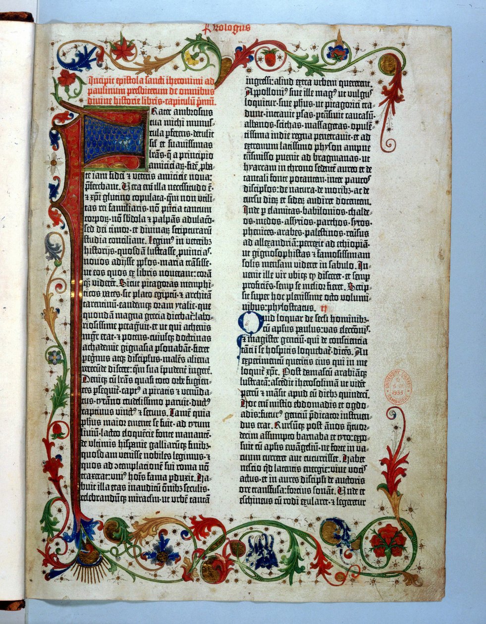 Página de la Biblia de Gutenberg, Maguncia, c.1455 de German School
