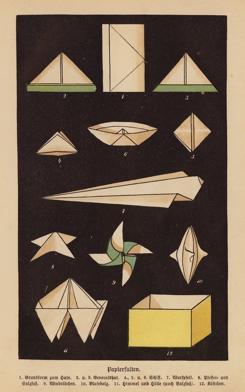 Plegado de papel (litografía en color) de German School