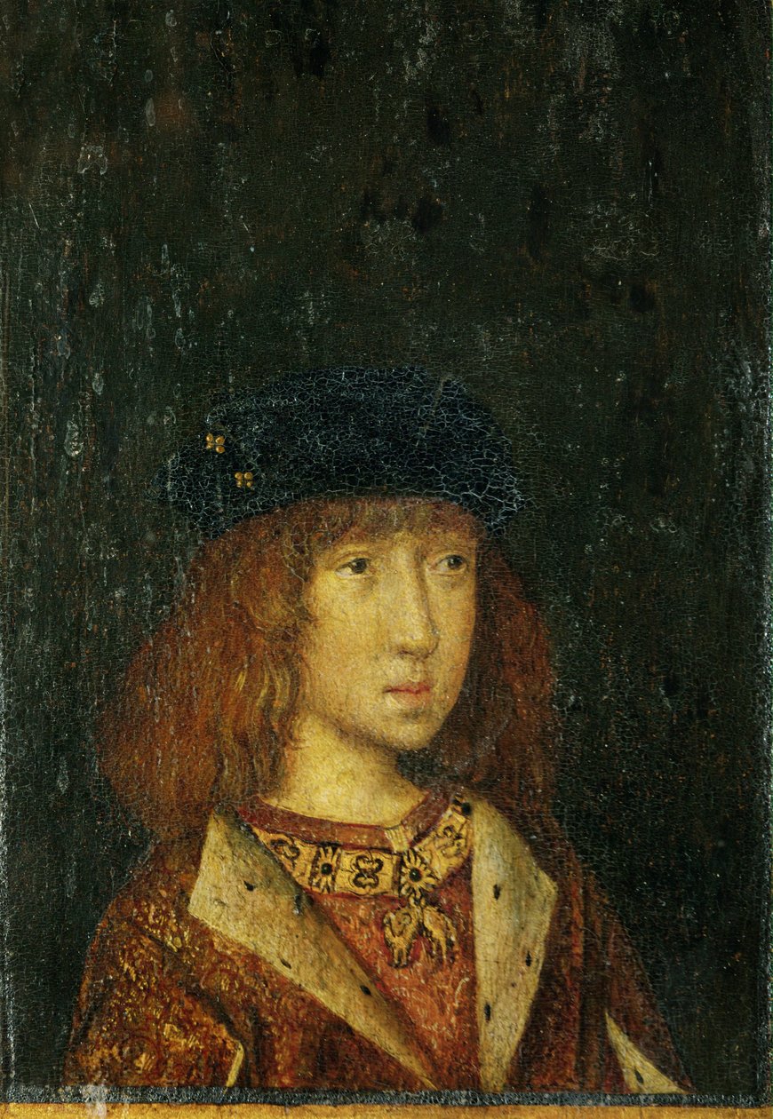 Philipp der Schoene, Rey de España, 16 años ... (pintura sobre madera) de German School