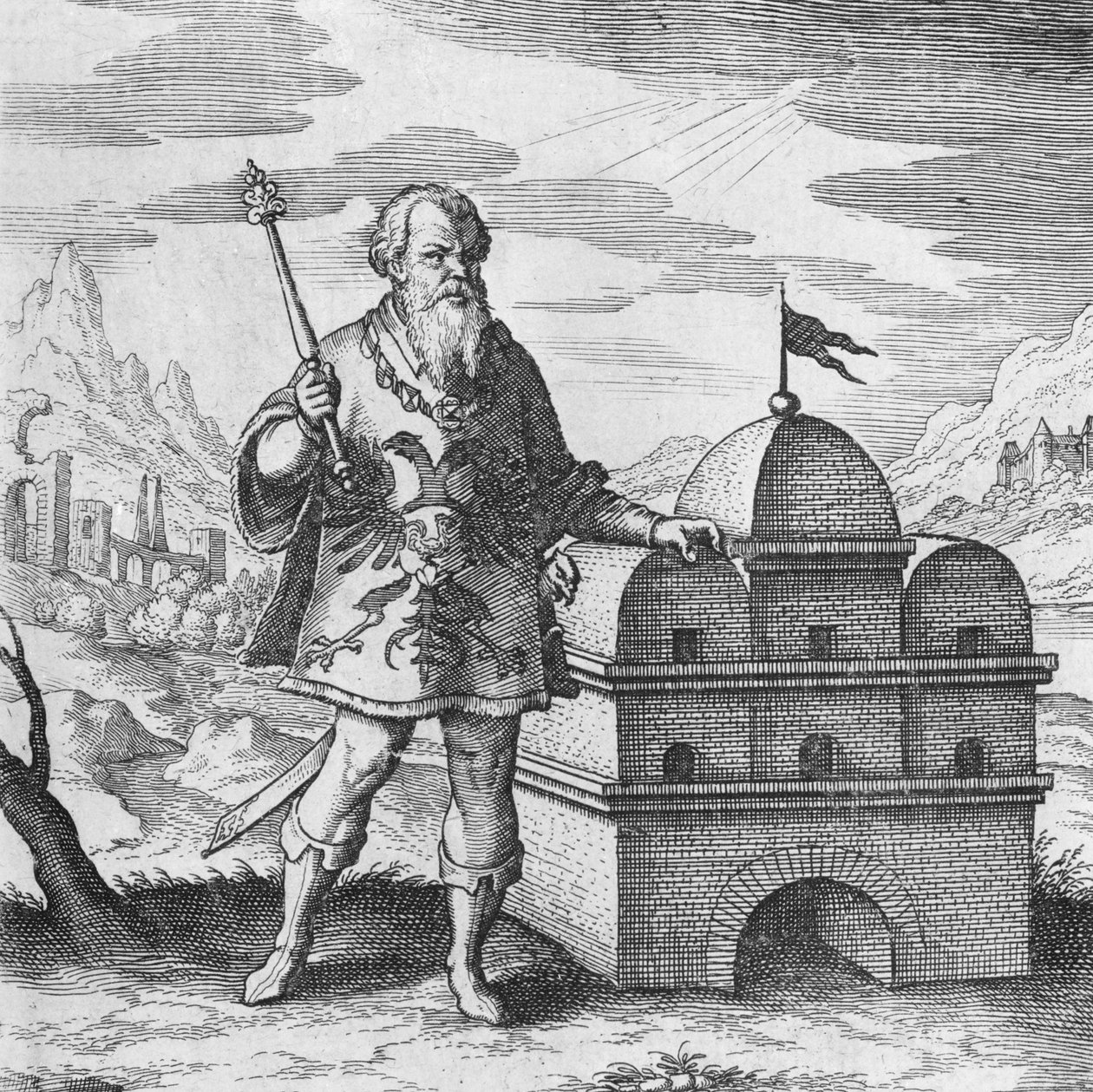 Filósofo heraldo del Musaeum Hermeticum de German School